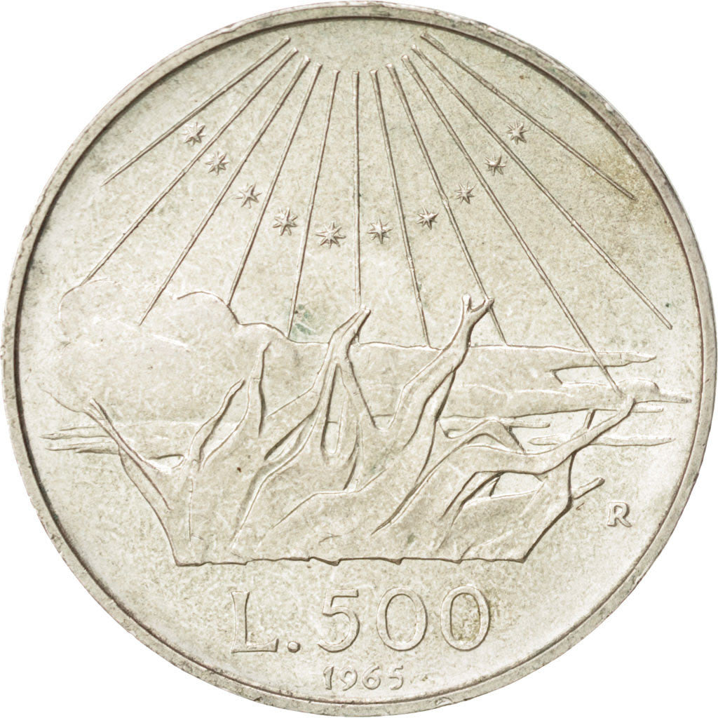 ITALY, 500 Lire, 1965, Rome, KM #100, AU(55-58), Silver, 29.3, 11.04