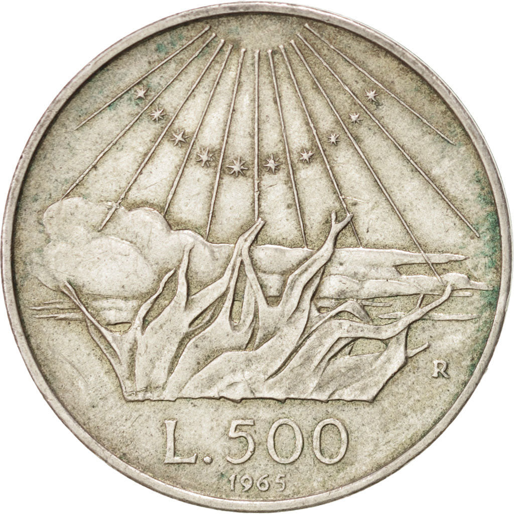 ITALY, 500 Lire, 1965, Rome, KM #100, AU(50-53), Silver, 29.3, 11.00