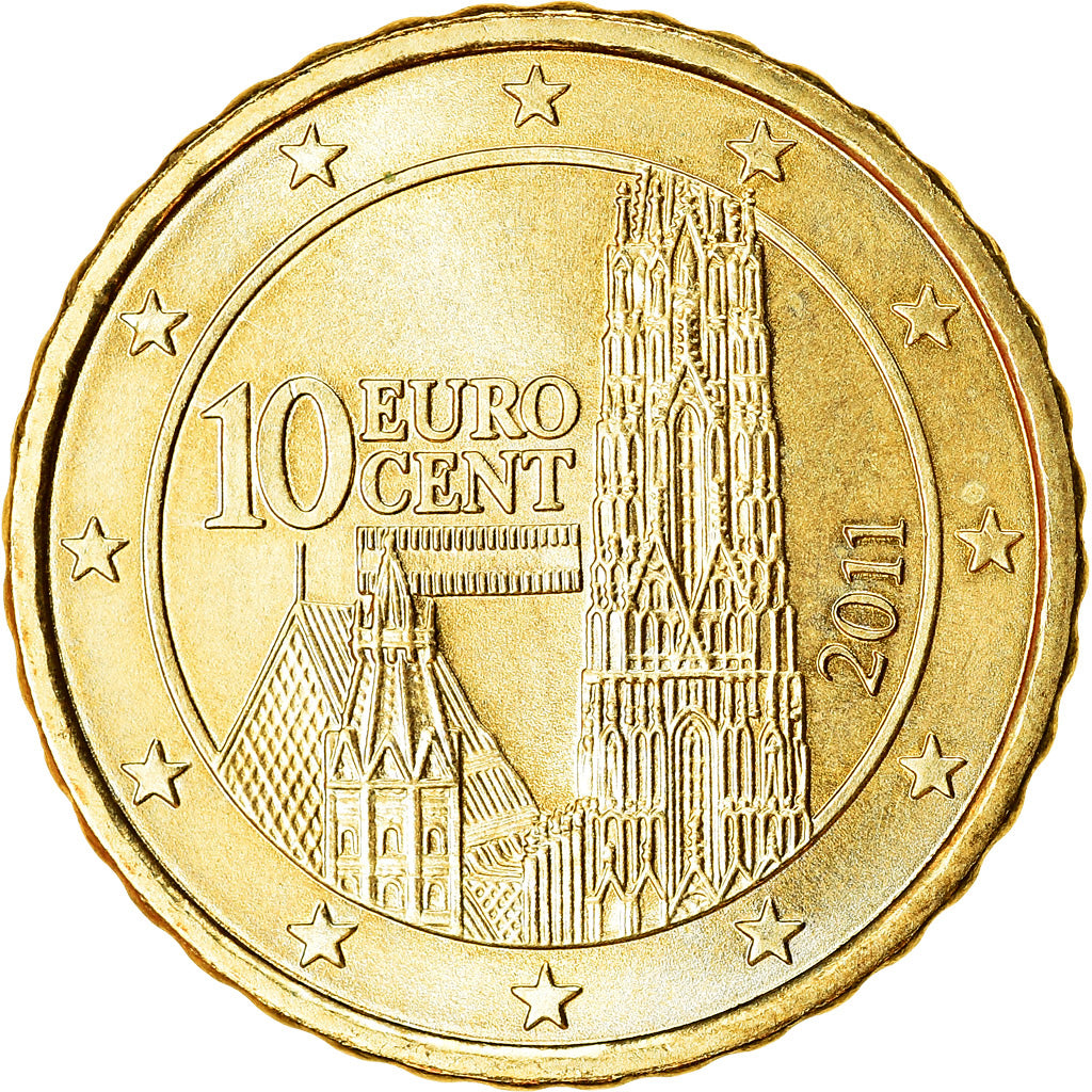 Austria, 10 Euro Cent, 2011, SC, Latón, KM:3139