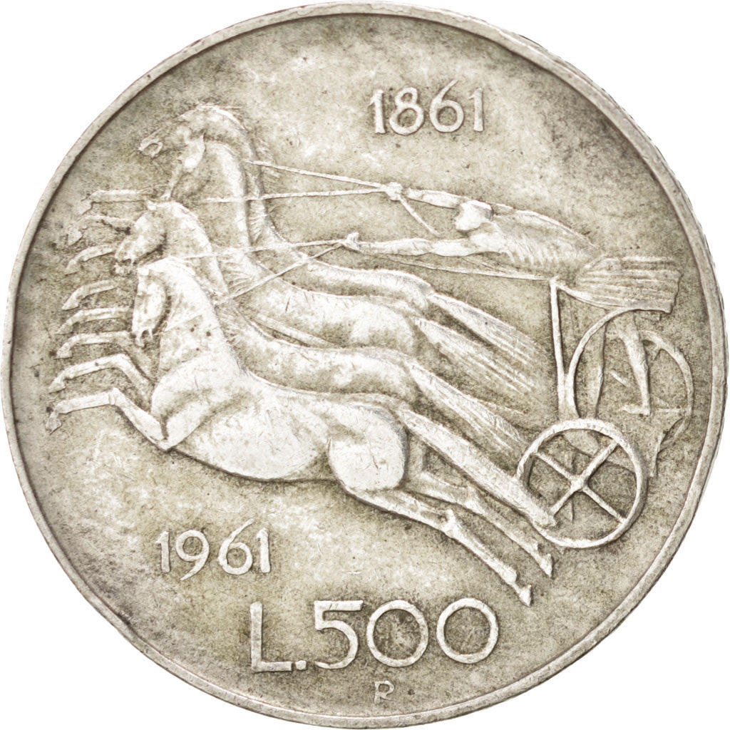 ITALY, 500 Lire, 1961, Rome, KM #99, EF(40-45), Silver, 29.3, 11.00