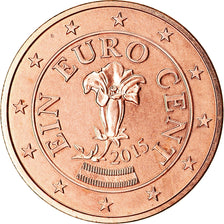 Áustria, Euro Cent, 2015, MS(63), Aço Cromado a Cobre