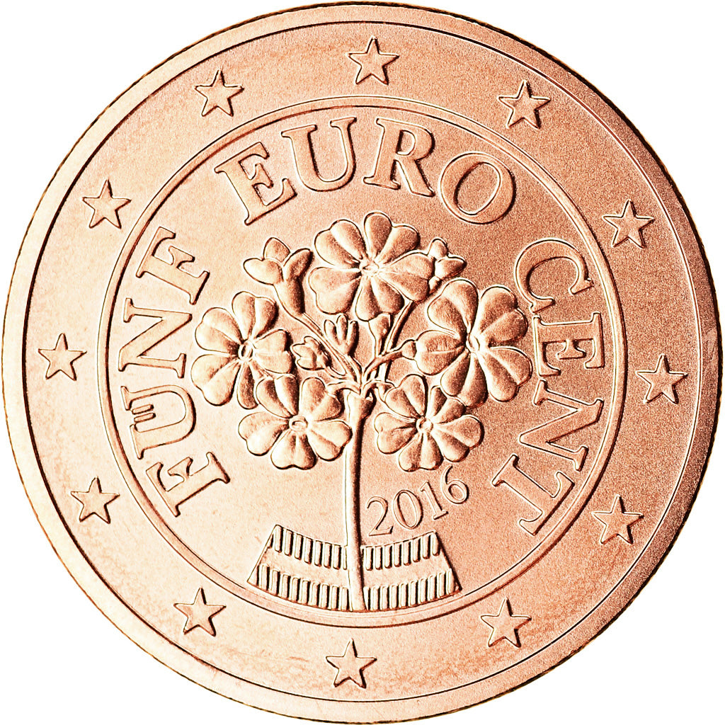 Österreich, 5 Euro Cent, 2016, UNZ, Copper Plated Steel