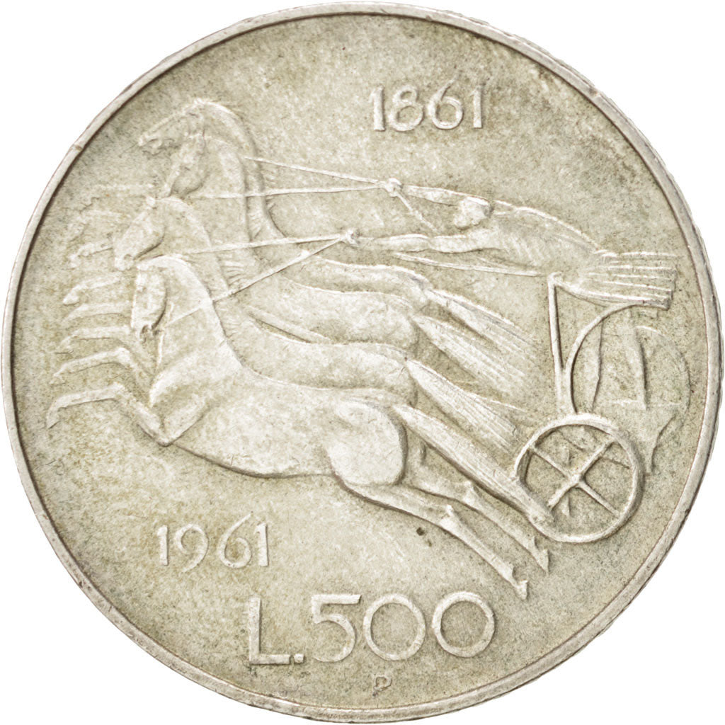 ITALY, 500 Lire, 1961, Rome, KM #99, EF(40-45), Silver, 29.3, 11.01