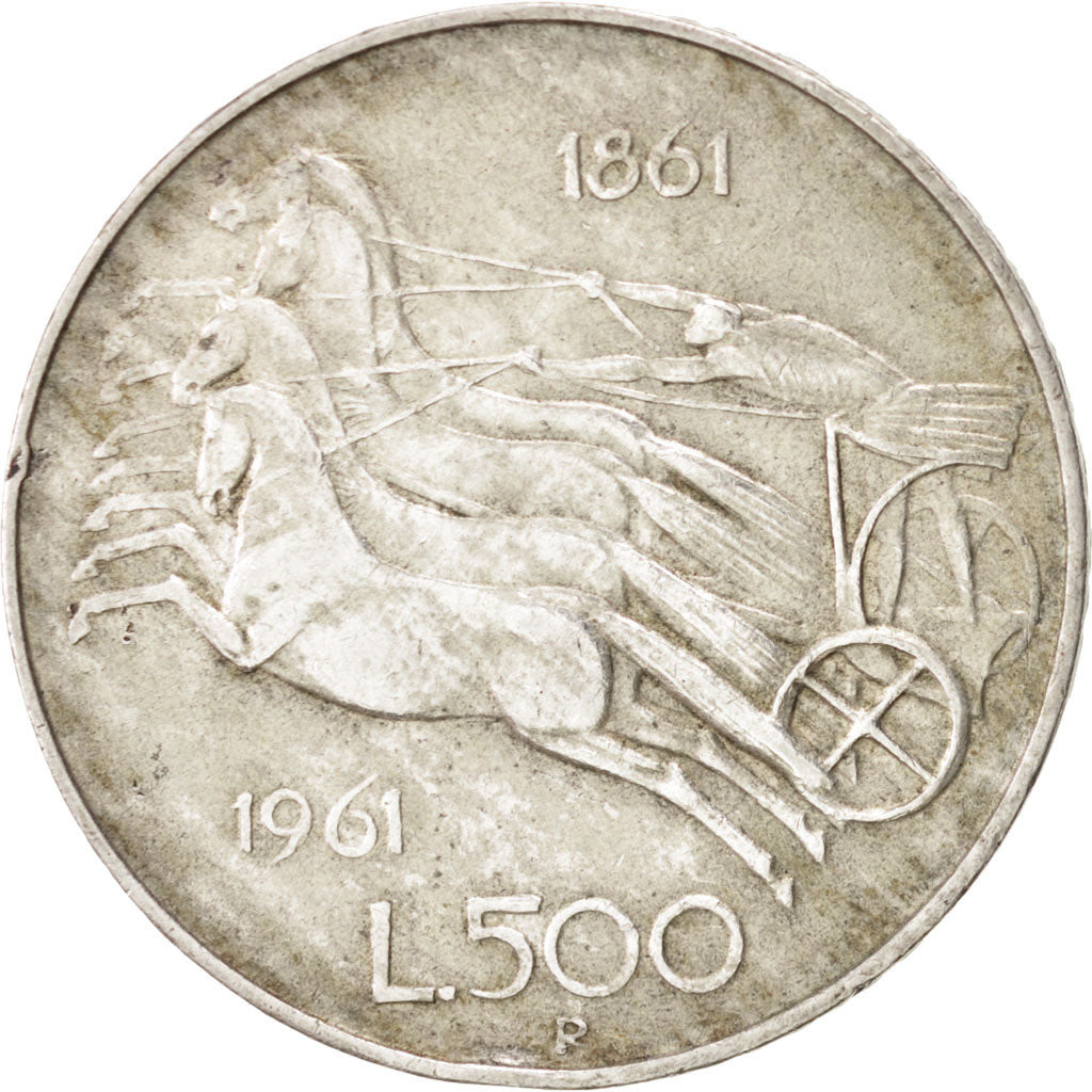 ITALY, 500 Lire, 1961, Rome, KM #99, EF(40-45), Silver, 29.3, 11.00