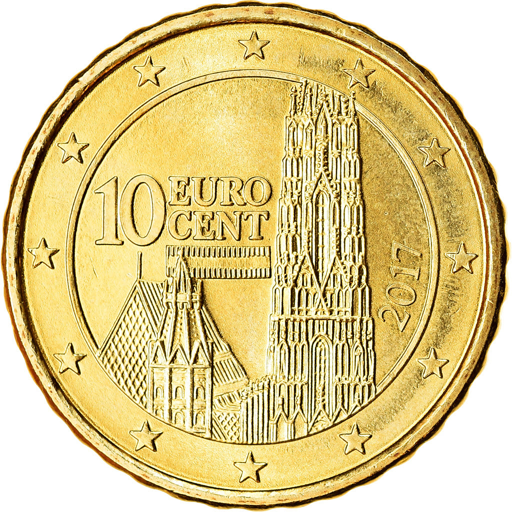 Austria, 10 Euro Cent, 2017, MS(63), Brass