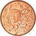 Francja, Euro Cent, 1999, Paris, EF(40-45), Miedź platerowana stalą, KM:1282