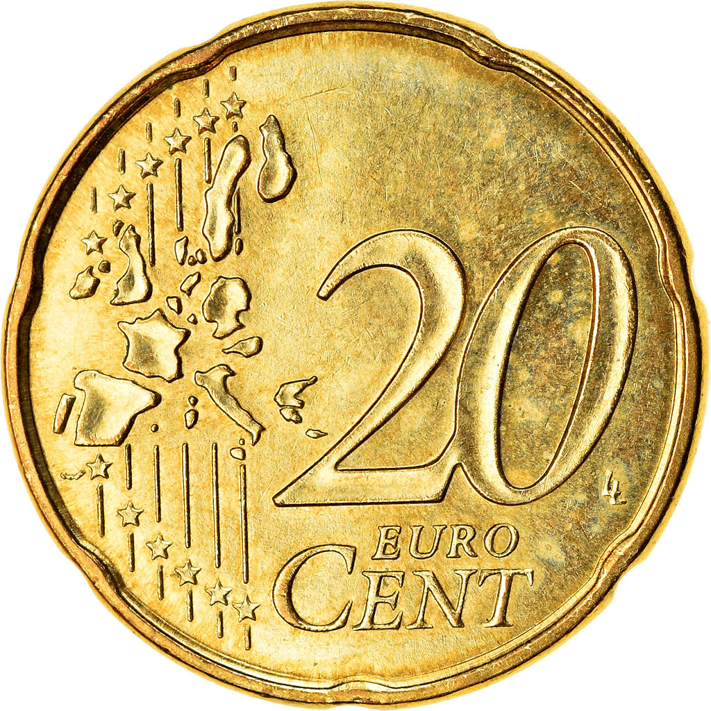 France, 20 Euro Cent, 1999, EF(40-45), Brass, KM:1286