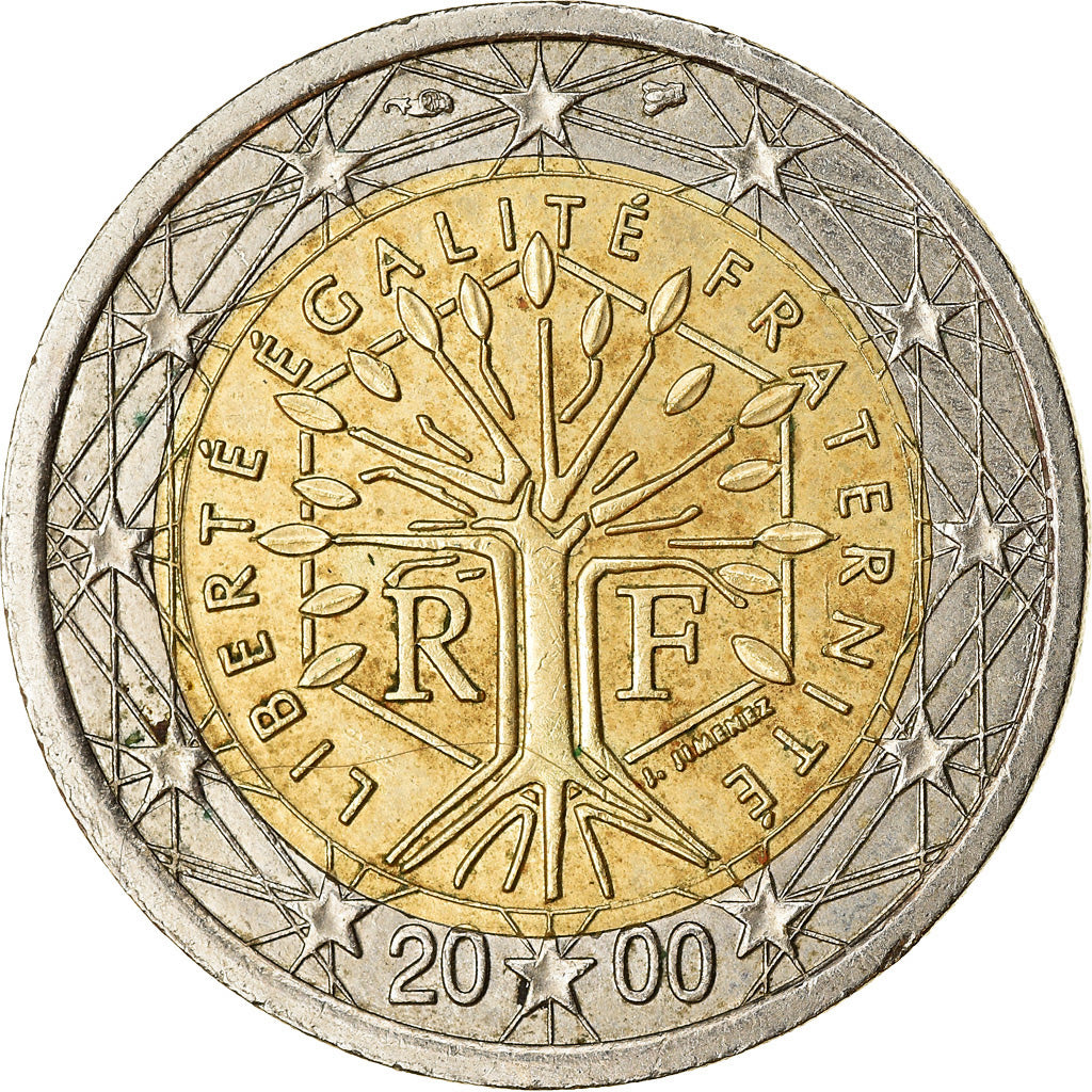 Francia, 2 Euro, 2000, BB, Bi-metallico, KM:1289