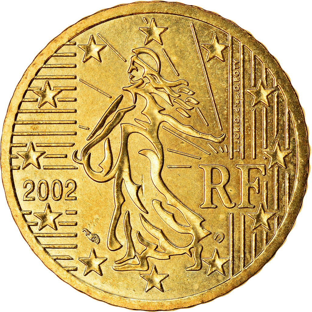 Francja, 50 Euro Cent, 2002, Paris, AU(55-58), Mosiądz, KM:1287