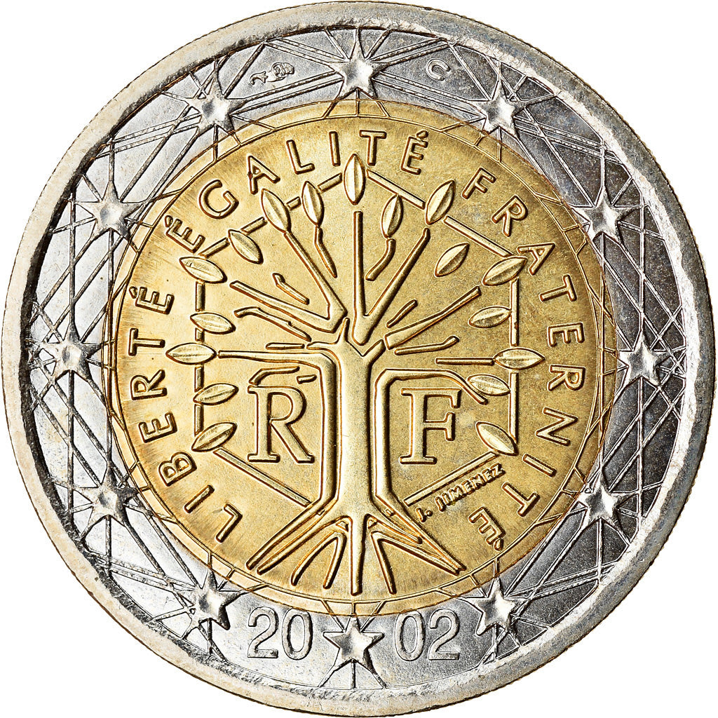 France, 2 Euro, 2002, AU(55-58), Bi-Metallic, KM:1289