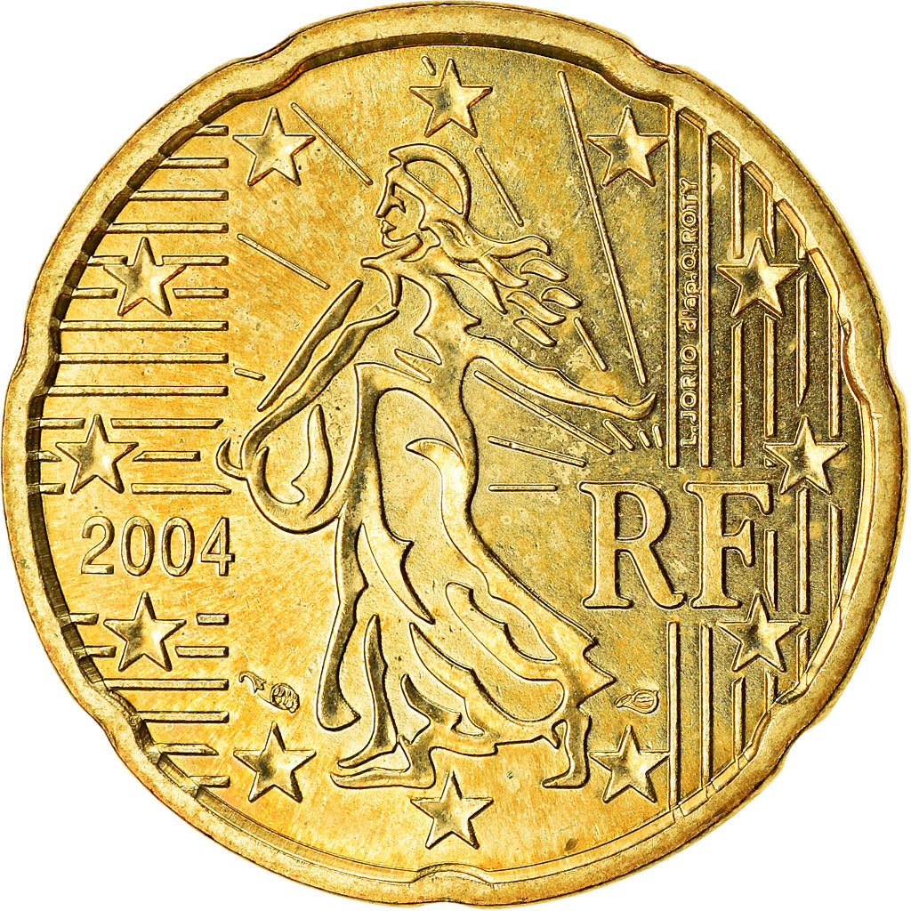 France, 20 Euro Cent, 2004, AU(55-58), Brass, KM:1286