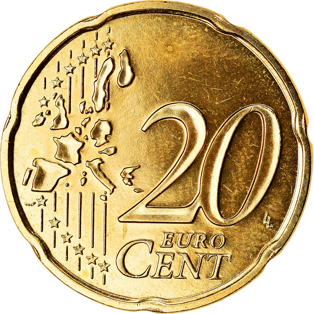 France, 20 Euro Cent, 2005, AU(55-58), Brass, KM:1286