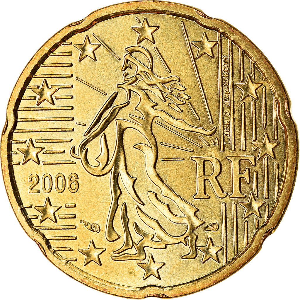 Frankreich, 20 Euro Cent, 2006, VZ, Messing, KM:1286