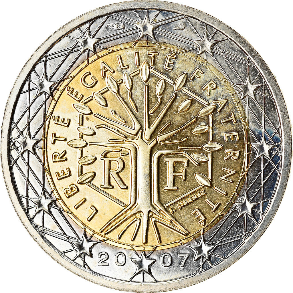 Francia, 2 Euro, 2007, SPL-, Bi-metallico, KM:1414