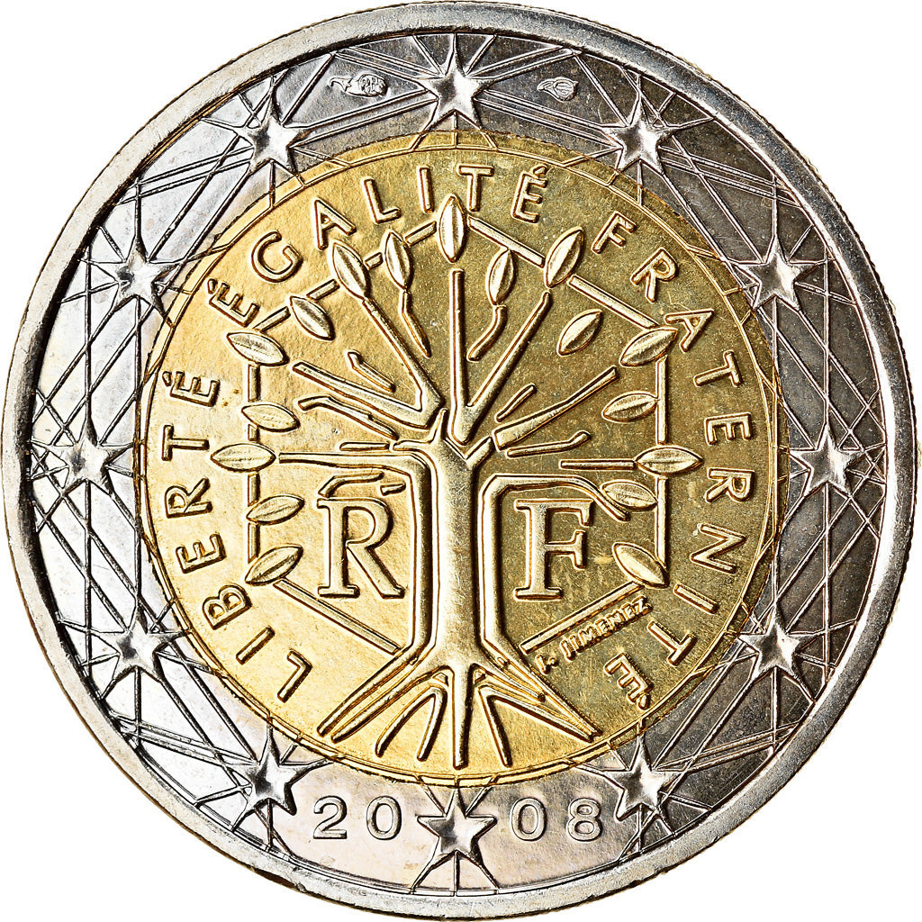 France, 2 Euro, 2008, SPL, Bi-Metallic, KM:1414