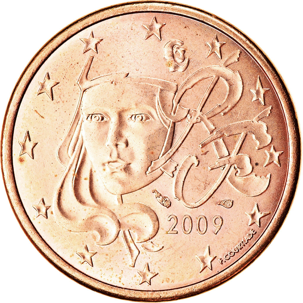 France, 5 Euro Cent, 2009, AU(55-58), Copper Plated Steel, KM:1284