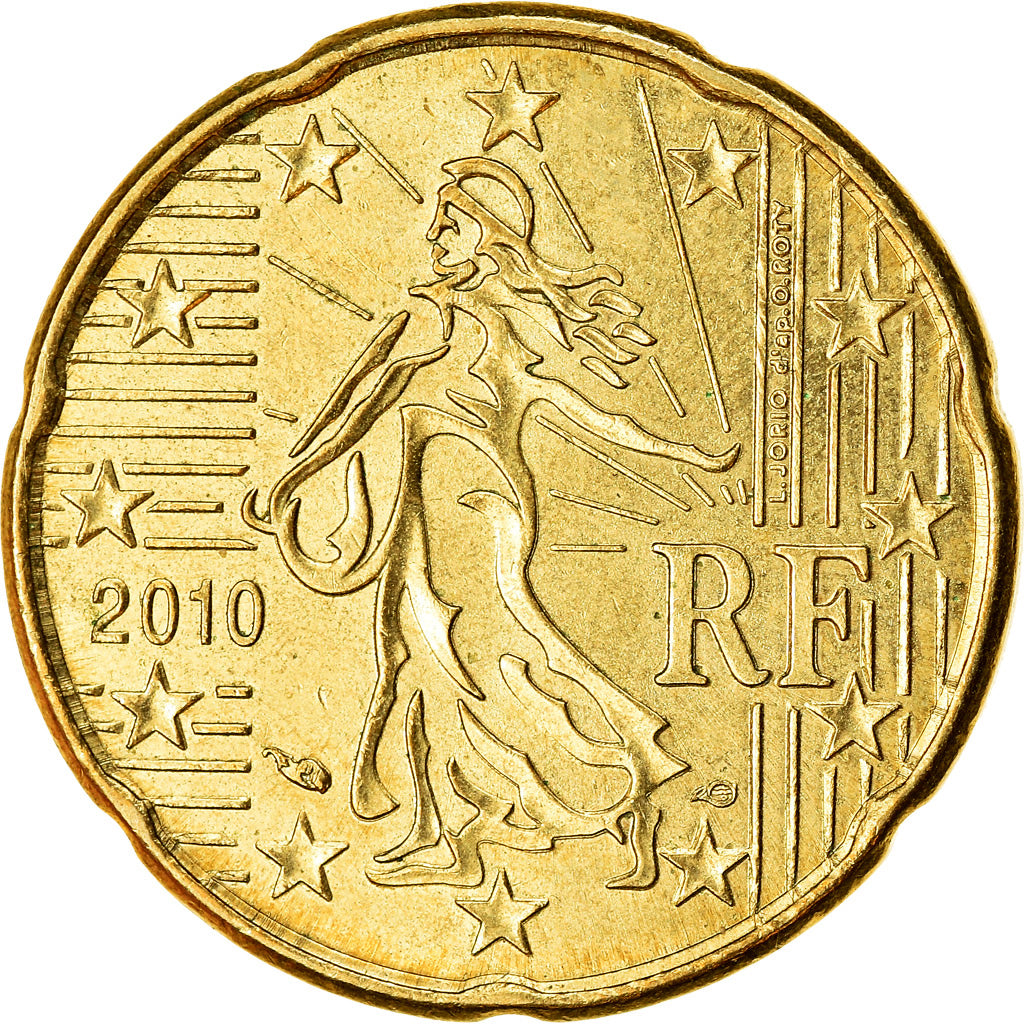 France, 20 Euro Cent, 2010, TTB, Laiton, KM:1411