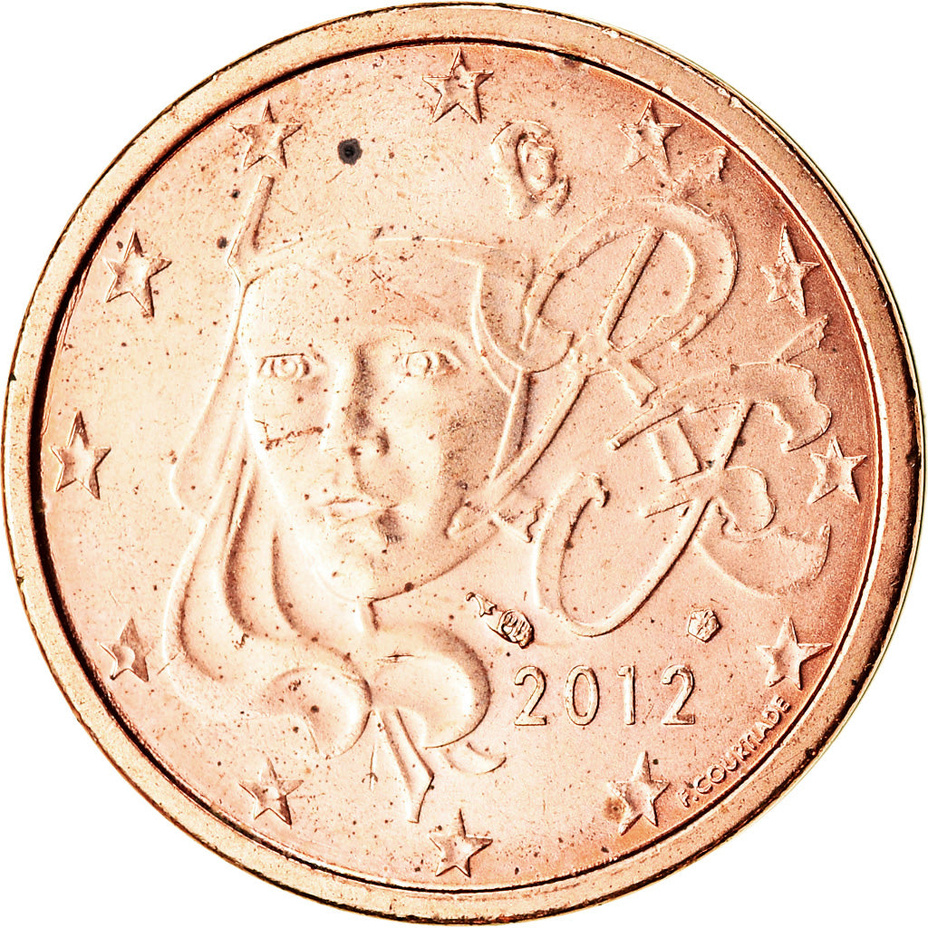 Francja, 2 Euro Cent, 2012, Paris, AU(55-58), Miedź platerowana stalą, KM:1283