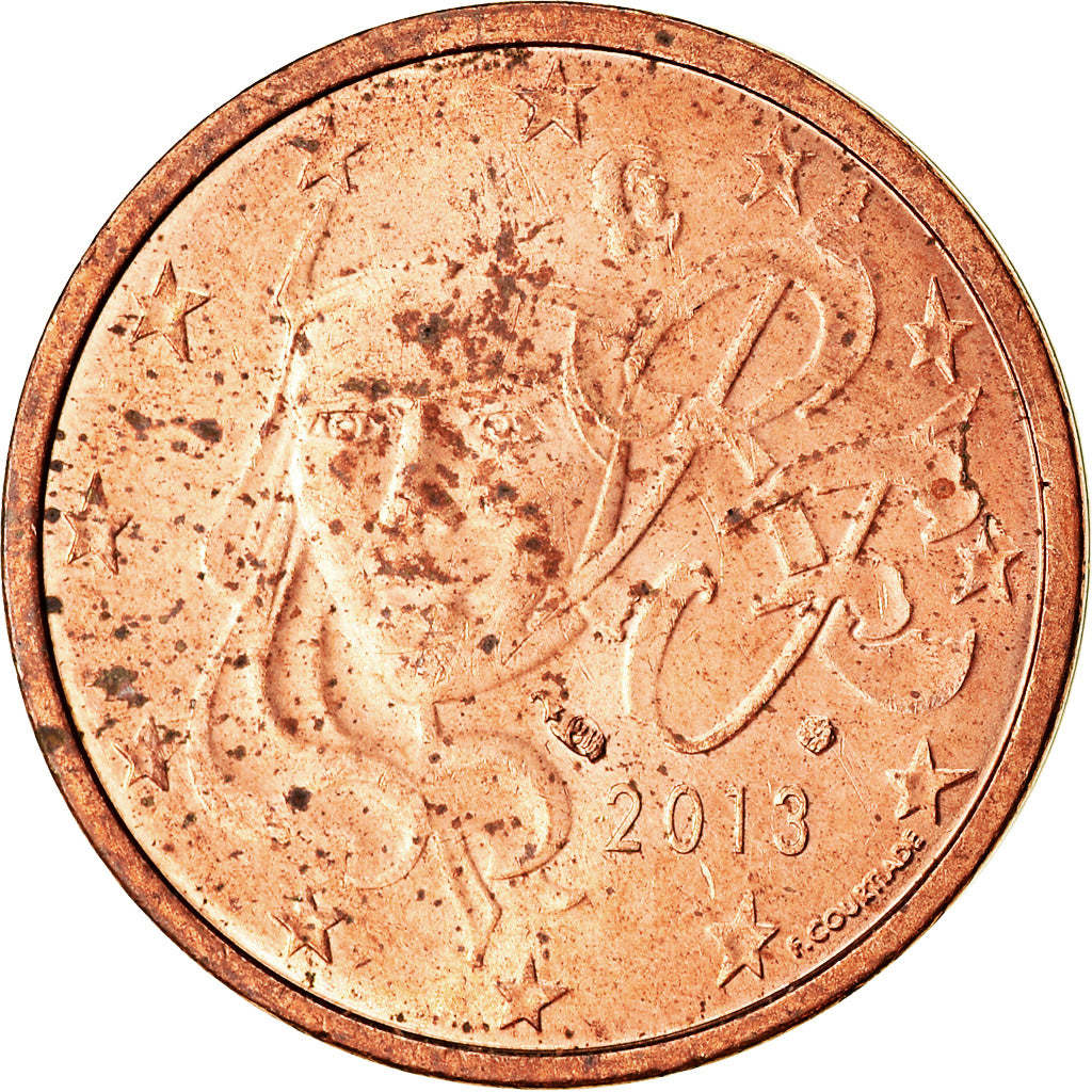Francja, 2 Euro Cent, 2013, Paris, EF(40-45), Miedź platerowana stalą, KM:1283