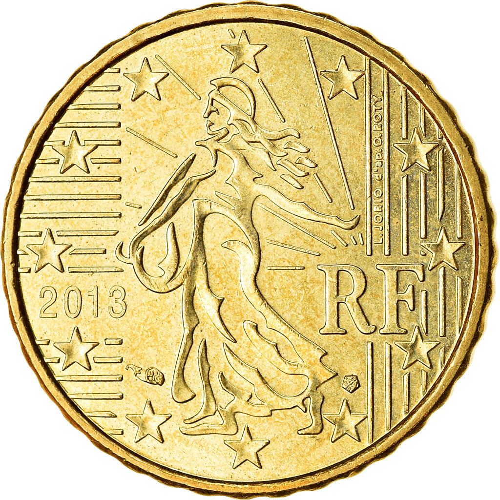 France, 10 Euro Cent, 2013, AU(55-58), Brass, KM:1410