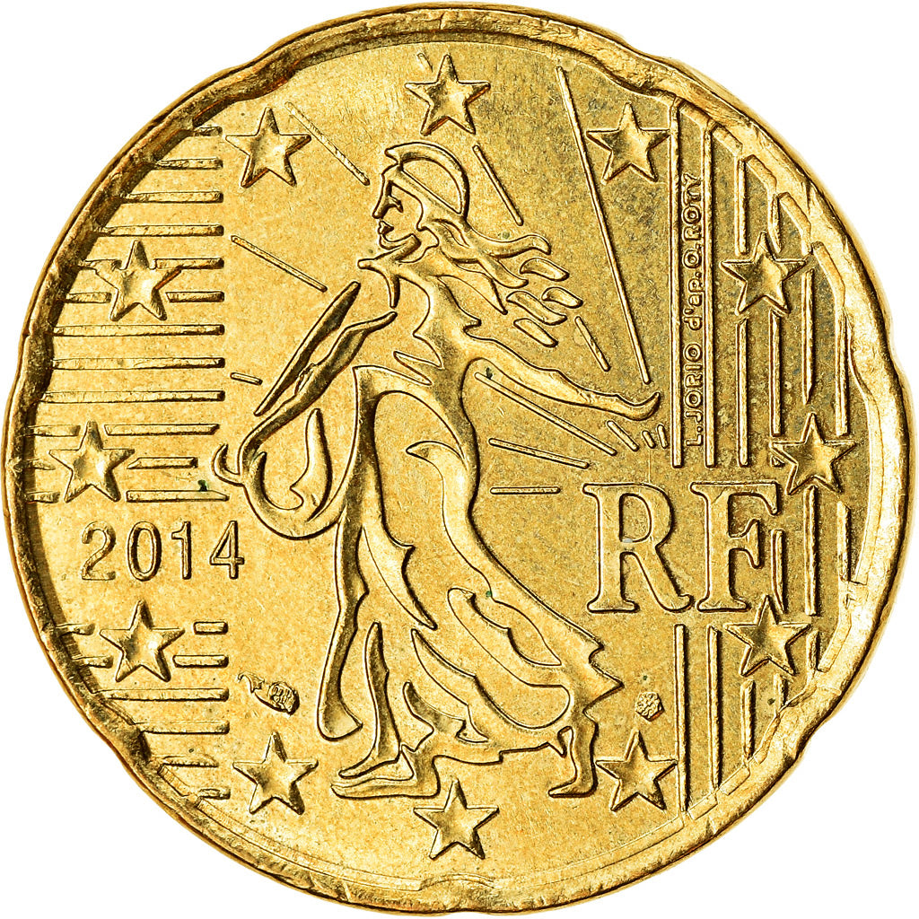 França, 20 Euro Cent, 2014, EF(40-45), Latão
