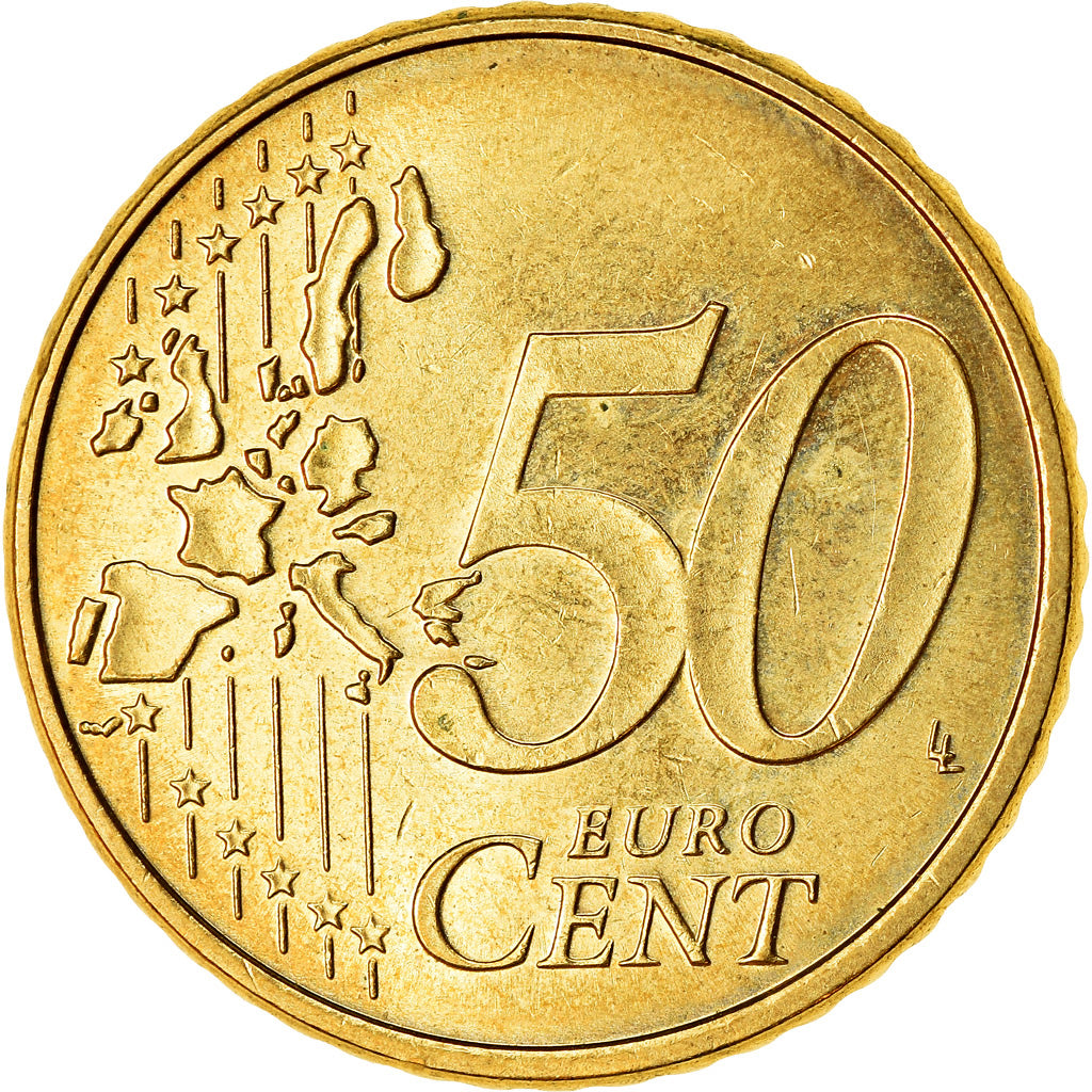 GERMANY - FEDERAL REPUBLIC, 50 Euro Cent, 2002, EF(40-45), Brass, KM:212