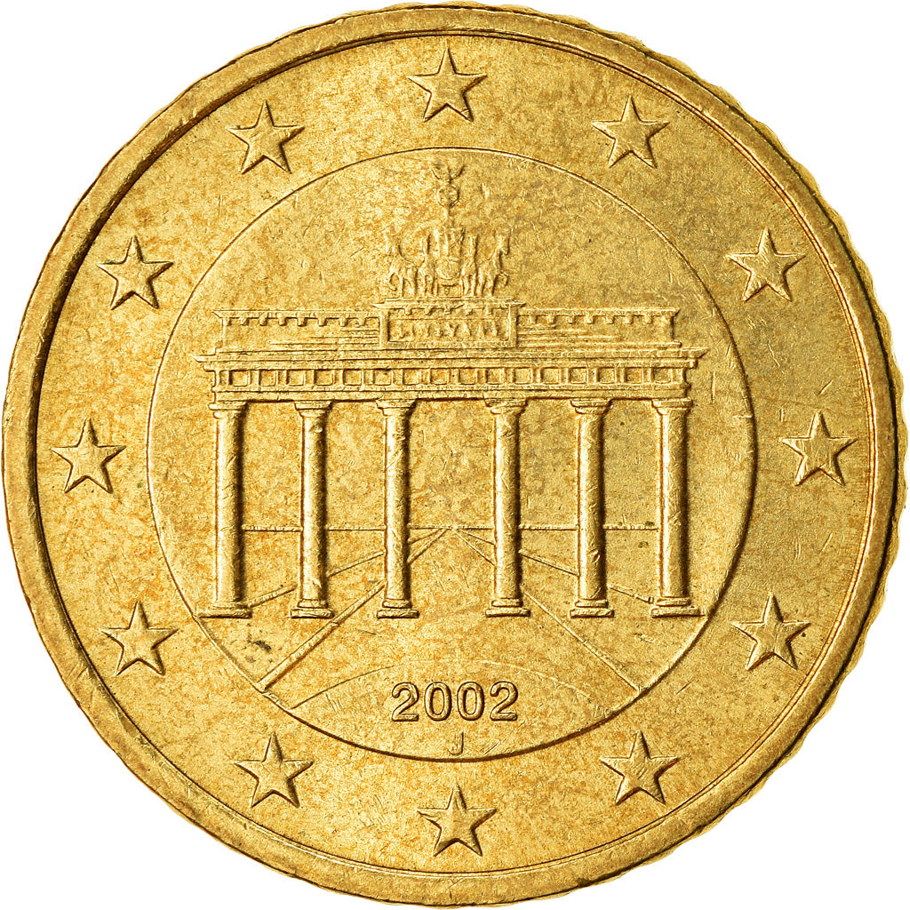 GERMANIA - REPUBBLICA FEDERALE, 50 Euro Cent, 2002, BB, Ottone, KM:212