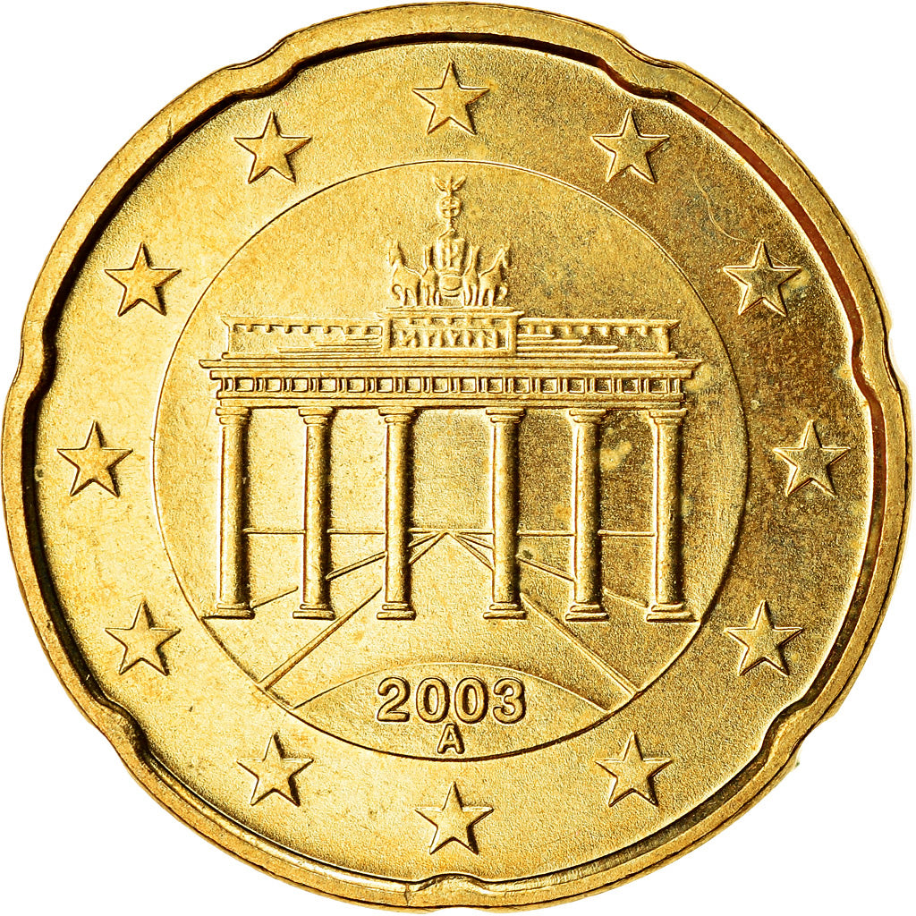 ALEMANIA - REPÚBLICA FEDERAL, 20 Euro Cent, 2003, SC, Latón, KM:211