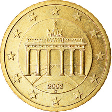 GERMANY - FEDERAL REPUBLIC, 50 Euro Cent, 2003, MS(63), Brass, KM:212