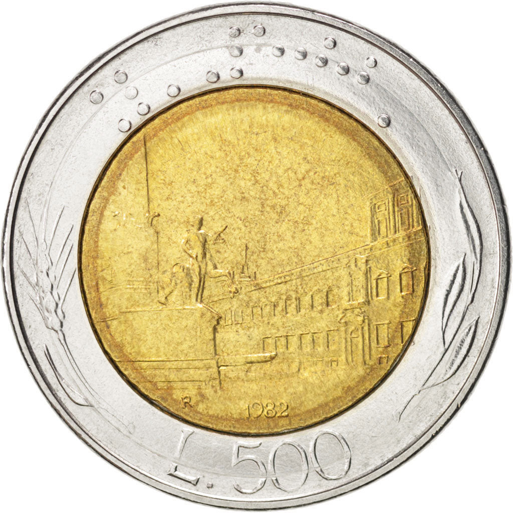 Coin, Italy, 500 Lire, 1982, Rome, MS(60-62), Bi-Metallic, KM:111