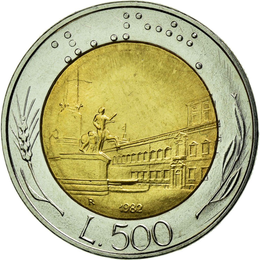Coin, Italy, 500 Lire, 1982, Rome, MS(60-62), Bi-Metallic, KM:111