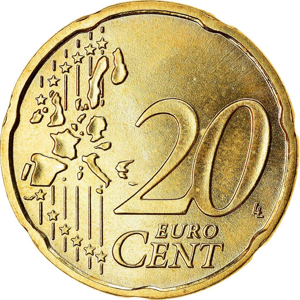 GERMANY - FEDERAL REPUBLIC, 20 Euro Cent, 2003, MS(63), Brass, KM:211