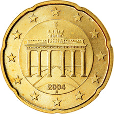 GERMANY - FEDERAL REPUBLIC, 20 Euro Cent, 2004, MS(63), Brass, KM:211