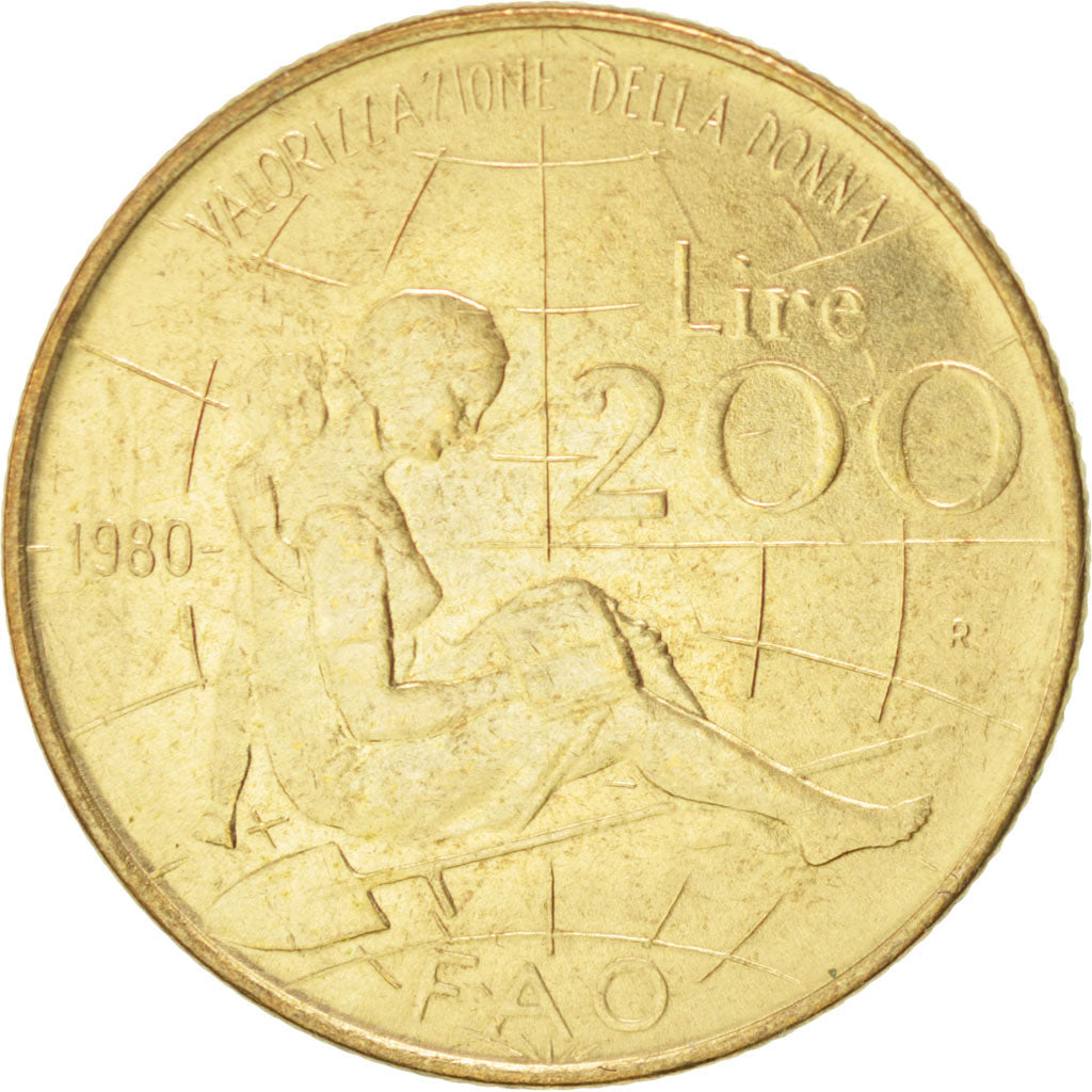 Münze, Italien, 200 Lire, 1980, Rome, VZ, Aluminum-Bronze, KM:107