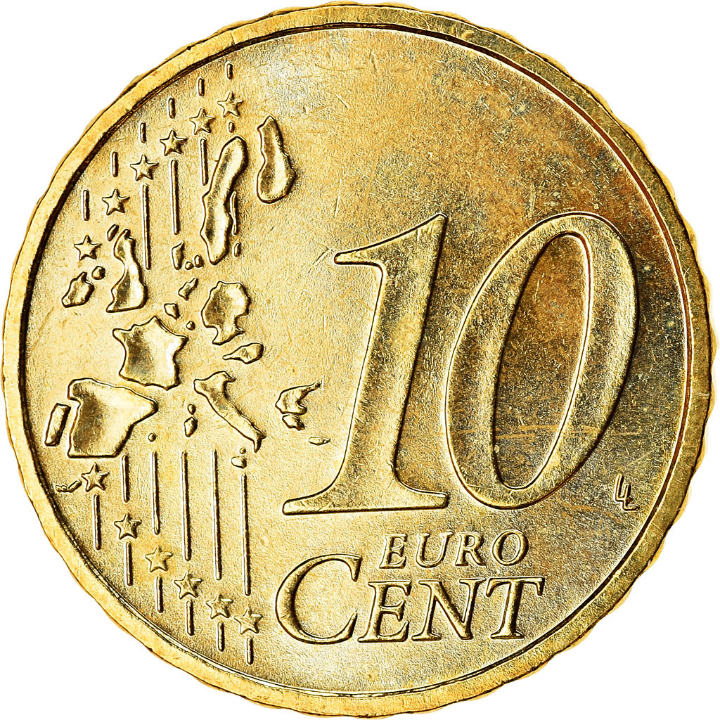 Niemcy - RFN, 10 Euro Cent, 2004, Stuttgart, MS(63), Mosiądz, KM:210