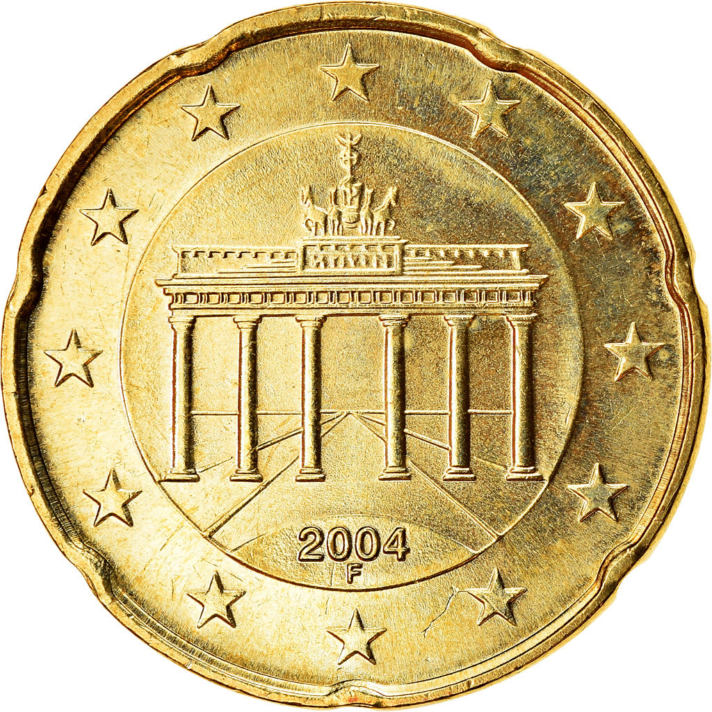 GERMANY - FEDERAL REPUBLIC, 20 Euro Cent, 2004, MS(63), Brass, KM:211
