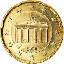 GERMANY - FEDERAL REPUBLIC, 20 Euro Cent, 2004, MS(63), Brass, KM:211
