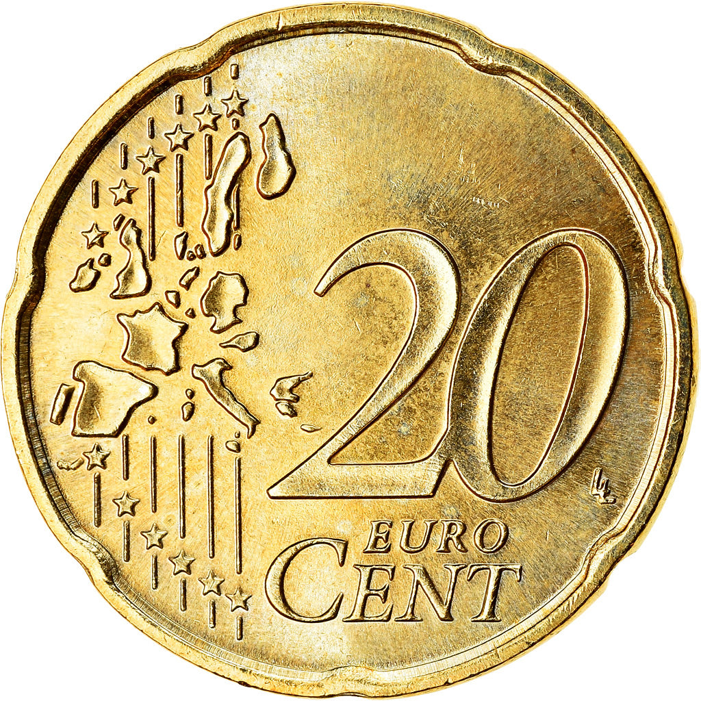 GERMANY - FEDERAL REPUBLIC, 20 Euro Cent, 2004, MS(63), Brass, KM:211