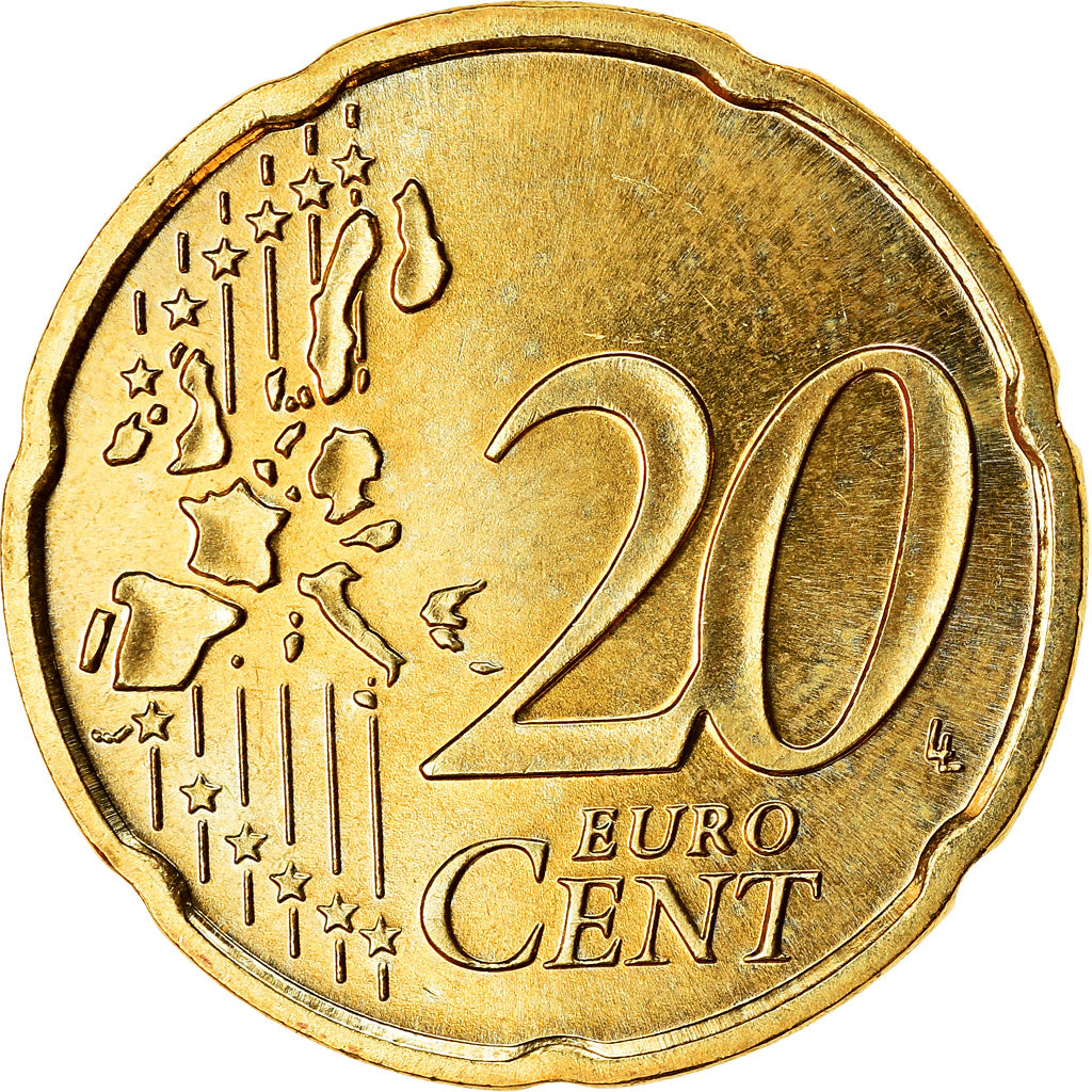 ALEMANHA - REPÚBLICA FEDERAL, 20 Euro Cent, 2004, MS(63), Latão, KM:211