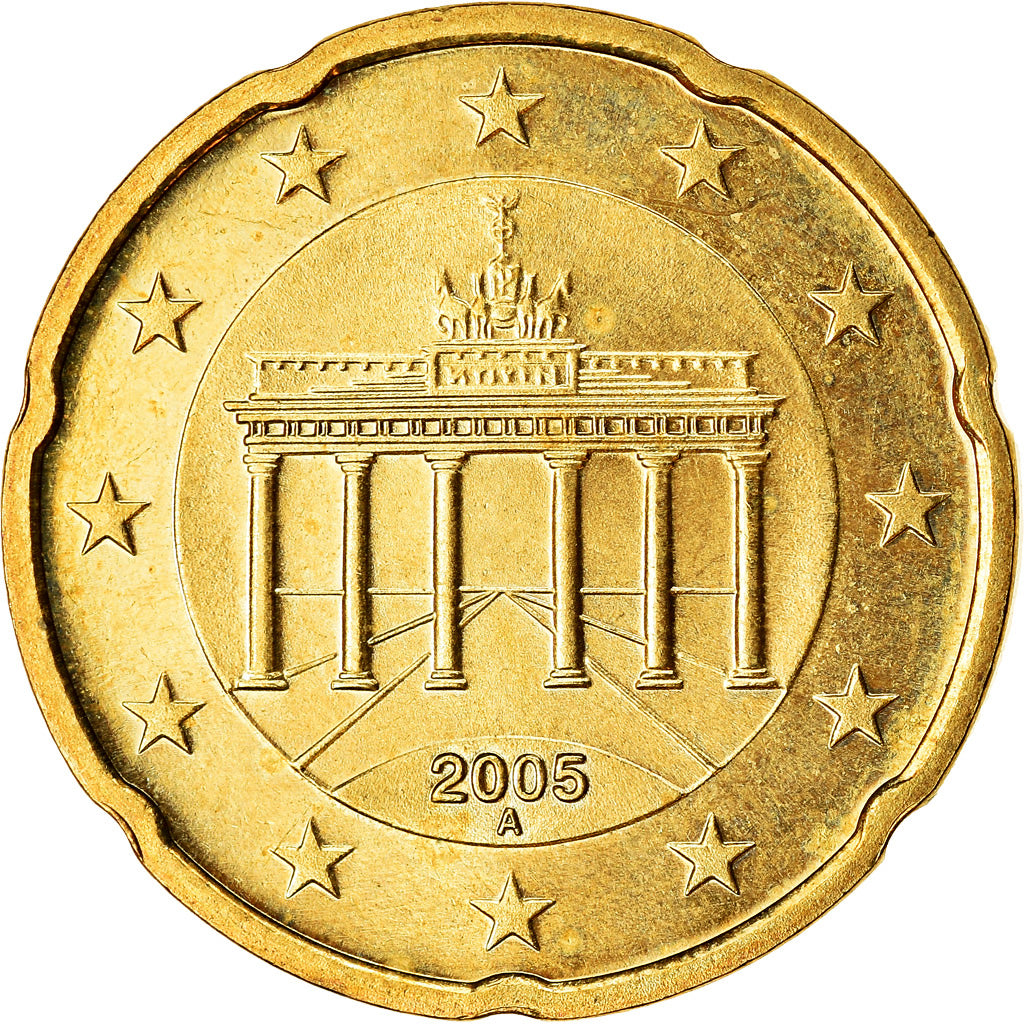 ALEMANHA - REPÚBLICA FEDERAL, 20 Euro Cent, 2005, MS(63), Latão, KM:211