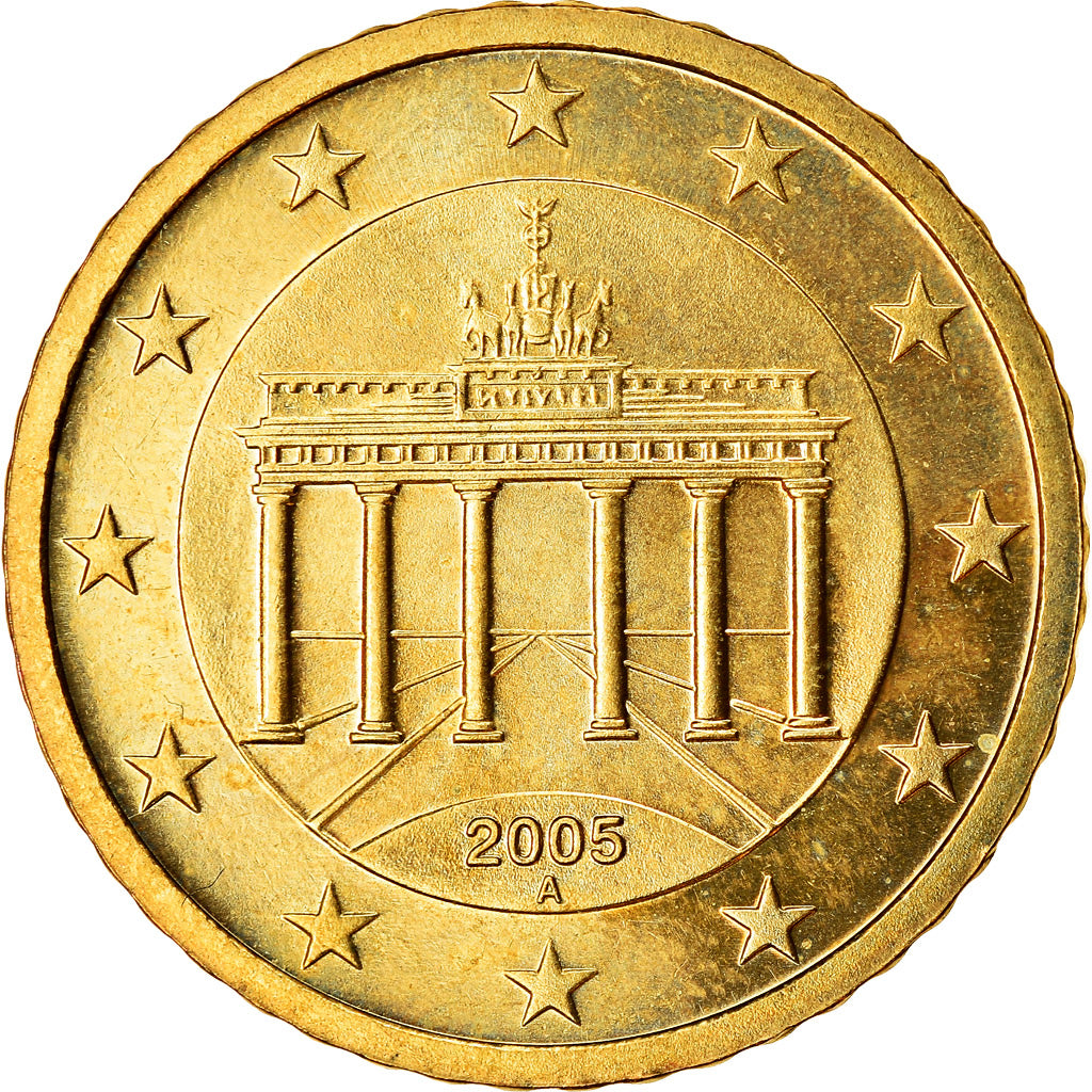 GERMANY - FEDERAL REPUBLIC, 50 Euro Cent, 2005, MS(63), Brass, KM:212