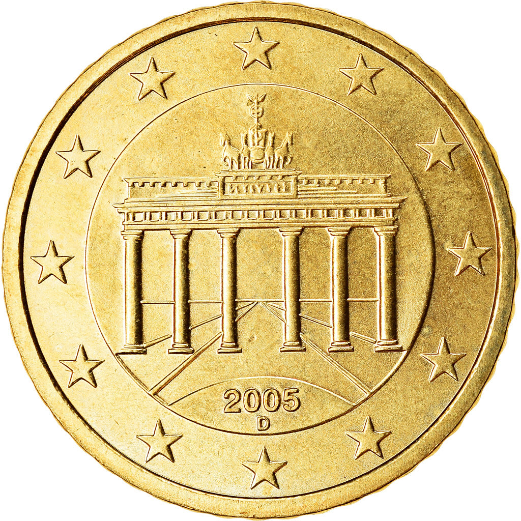 GERMANY - FEDERAL REPUBLIC, 50 Euro Cent, 2005, MS(63), Brass, KM:212