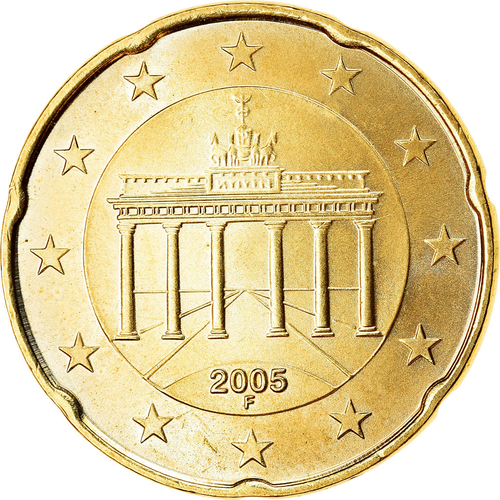 GERMANY - FEDERAL REPUBLIC, 20 Euro Cent, 2005, MS(63), Brass, KM:211