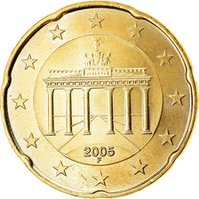 GERMANY - FEDERAL REPUBLIC, 20 Euro Cent, 2005, MS(63), Brass, KM:211