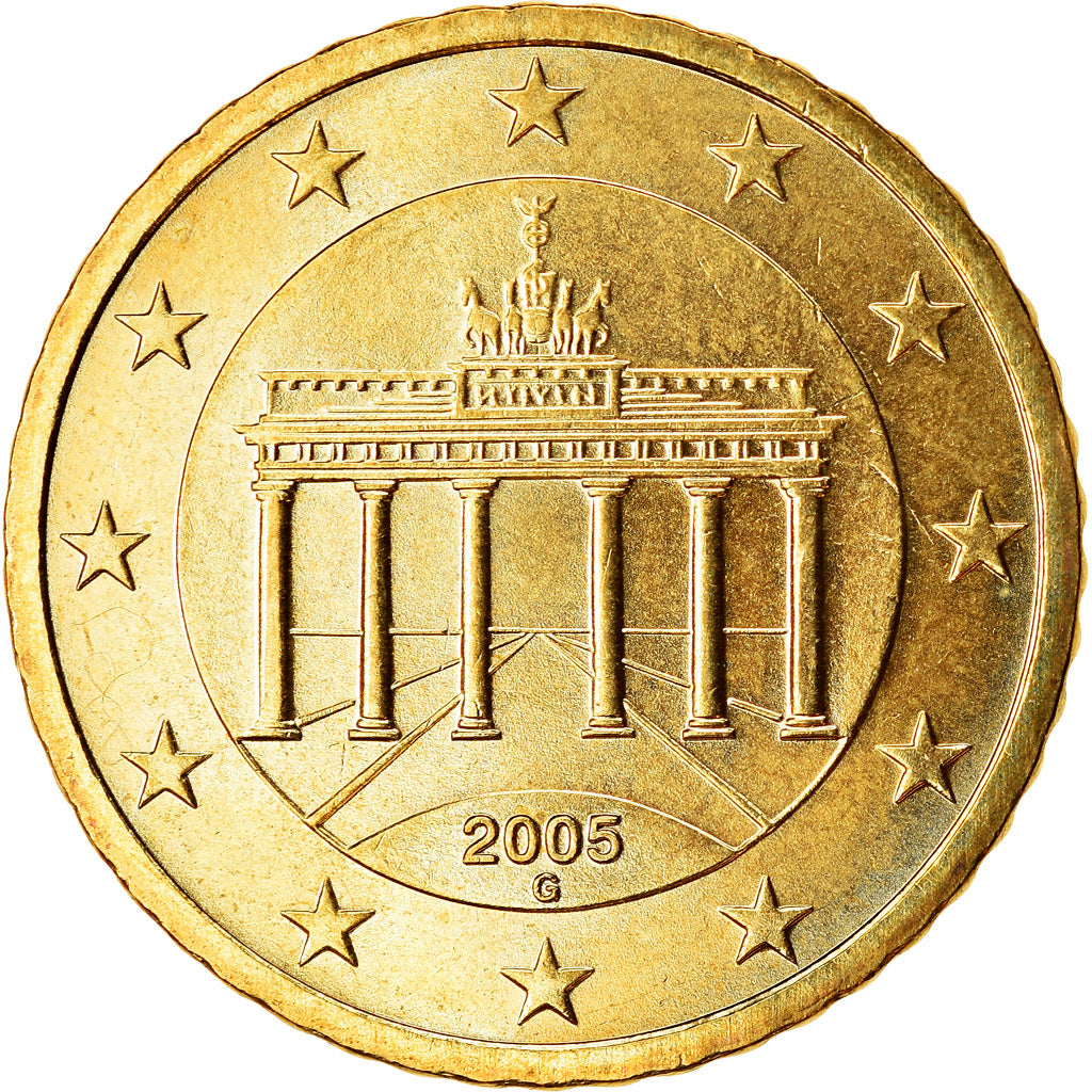 GERMANY - FEDERAL REPUBLIC, 50 Euro Cent, 2005, MS(63), Brass, KM:212