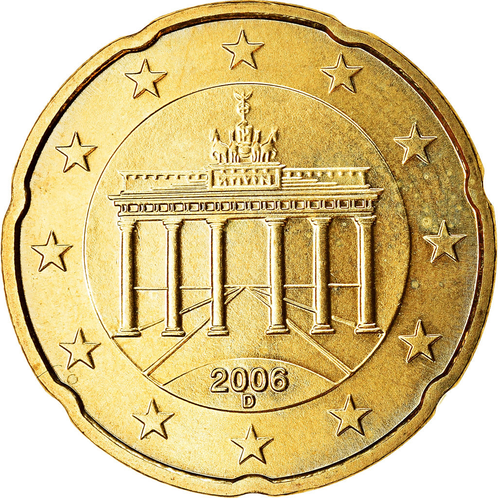 Niemcy - RFN, 20 Euro Cent, 2006, Munich, MS(63), Mosiądz, KM:211