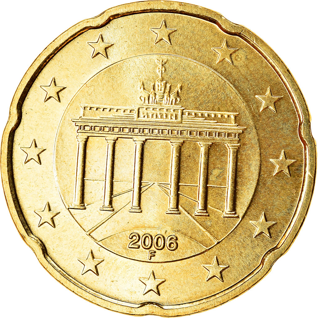 ALEMANHA - REPÚBLICA FEDERAL, 20 Euro Cent, 2006, MS(63), Latão, KM:211