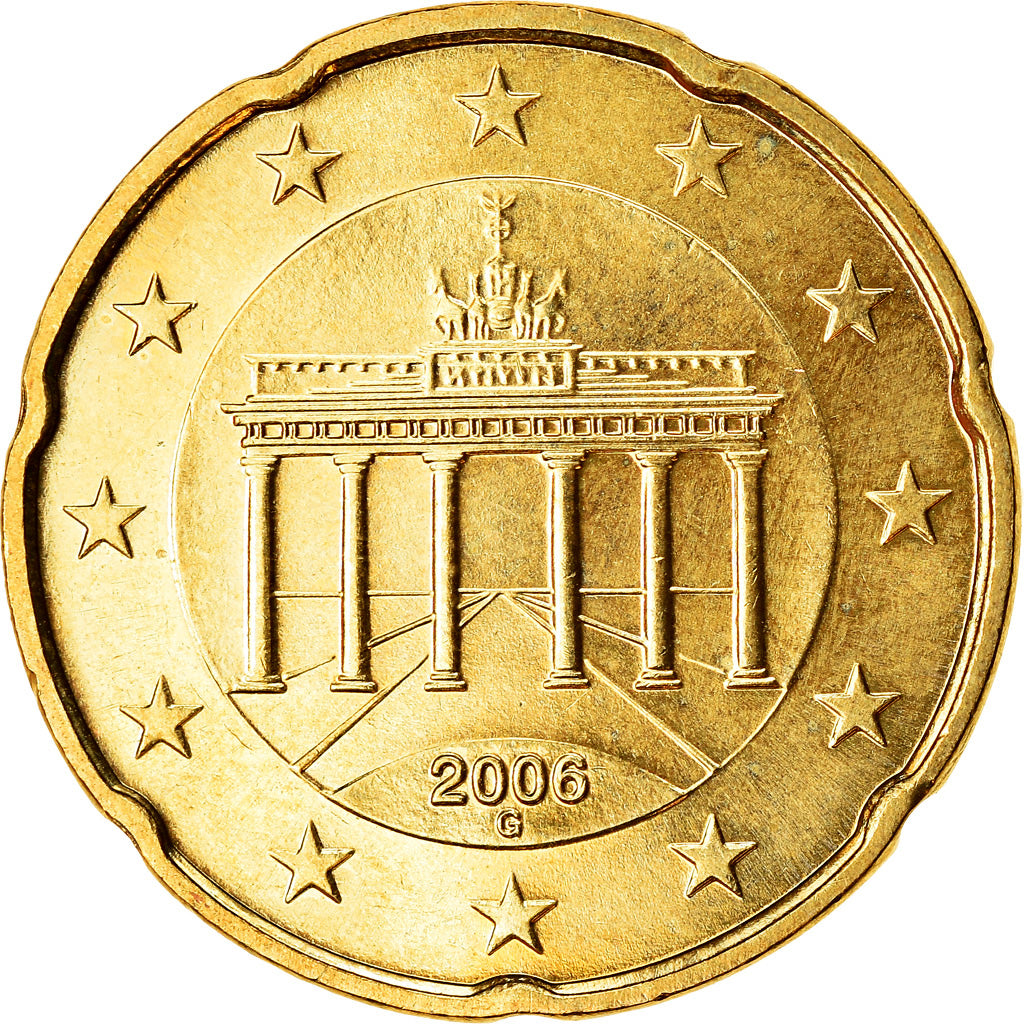 Niemcy - RFN, 20 Euro Cent, 2006, Karlsruhe, MS(63), Mosiądz, KM:211