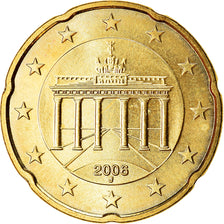 GERMANY - FEDERAL REPUBLIC, 20 Euro Cent, 2006, MS(63), Brass, KM:211