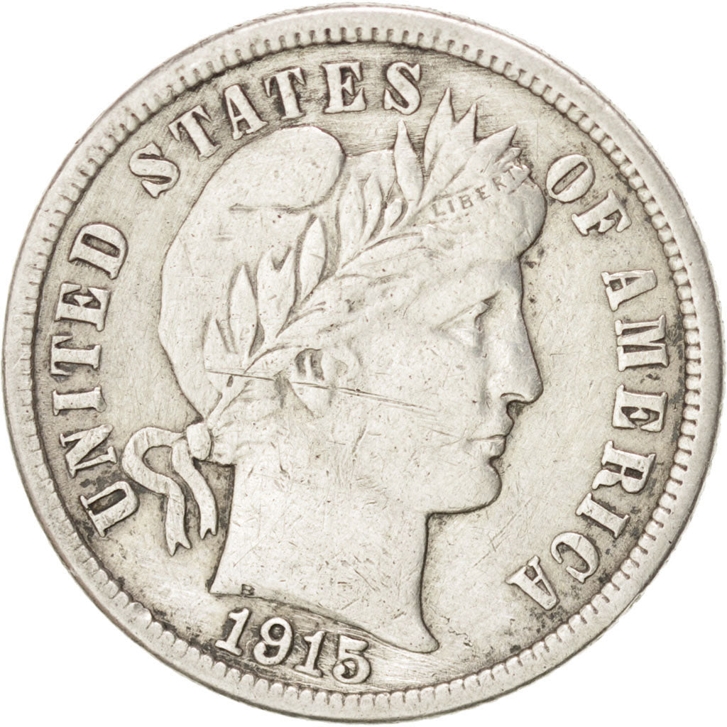UNITED STATES, Barber Dime, Dime, 1915, U.S. Mint, KM #113, EF(40-45), Silver,..
